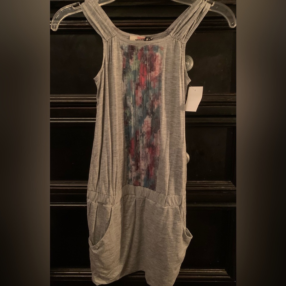 Junior Gaultier Gray Dress with Multicolor Pattern
